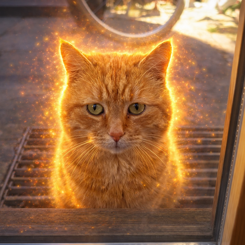 the dementia cat waiting at the door